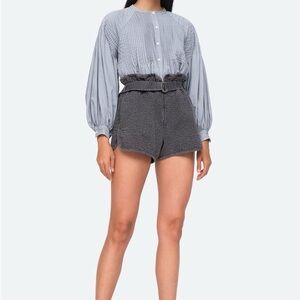 Sea New York Charcoal High Waist Women's Quilted Shorts